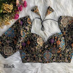 Floral Black Sari Blouse